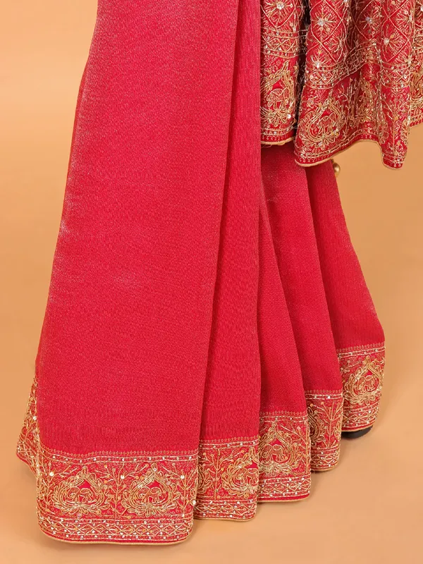 Magenta wedding wear saree for women