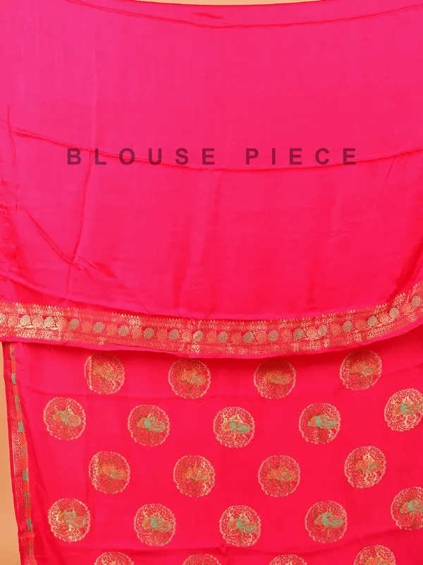 Magenta zari worked wedding saree in dola silk