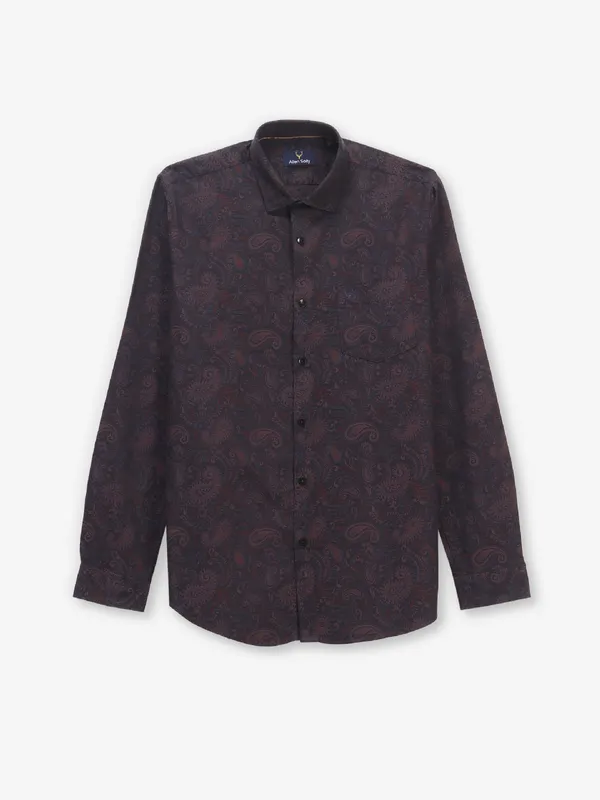 ALLEN SOLLY magistic maroon floral printed casual shirt for men