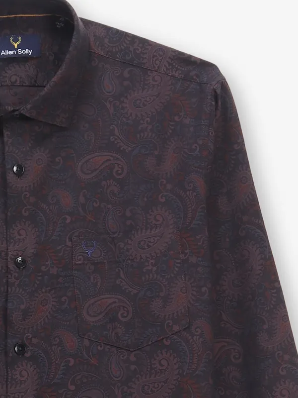 ALLEN SOLLY magistic maroon floral printed casual shirt for men
