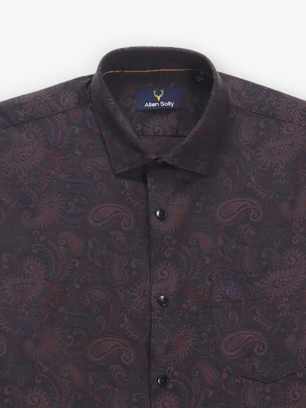 ALLEN SOLLY magistic maroon floral printed casual shirt for men
