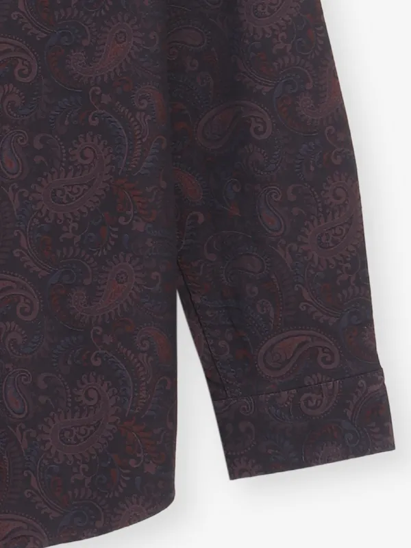 ALLEN SOLLY magistic maroon floral printed casual shirt for men