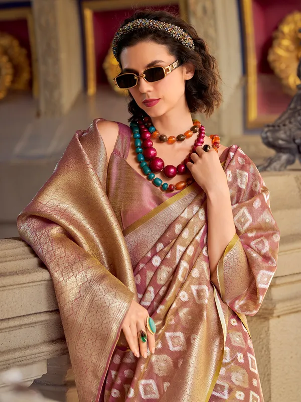 Magnta tissue silk saree with zari weaving