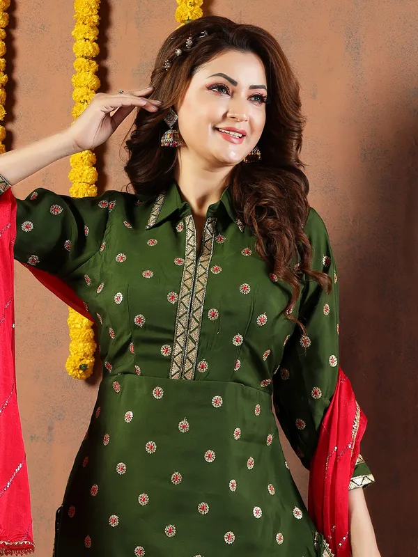 Mehendi green punjabi style dhoti suit
