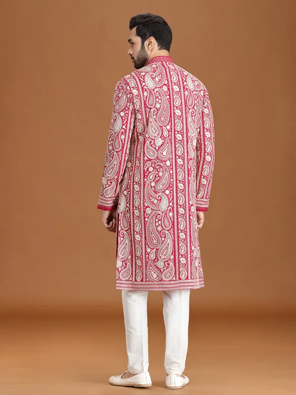 Majestic magenta georgette embroidered kurta outfit