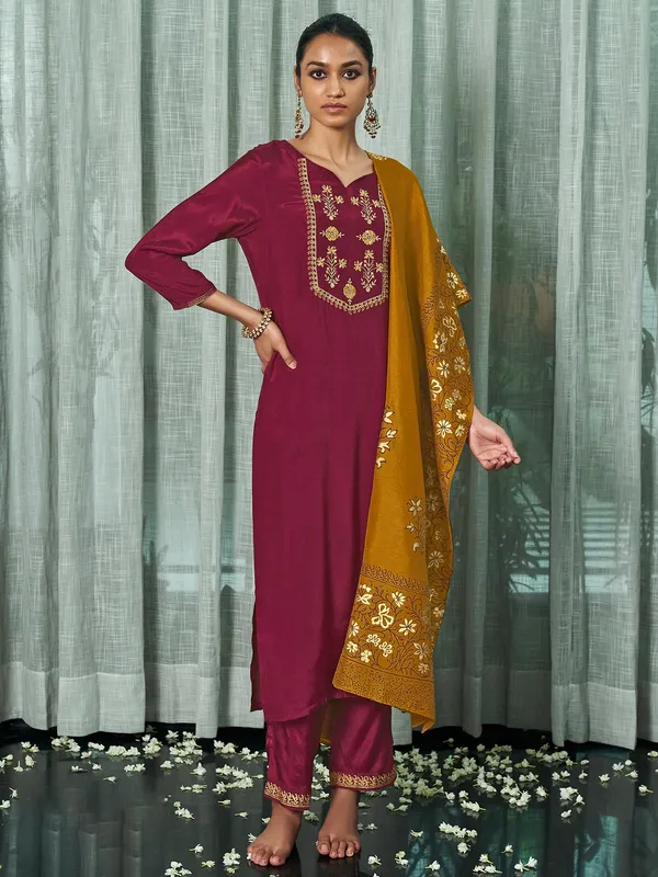 Majestic purple cotton silk festive wear palazzo set