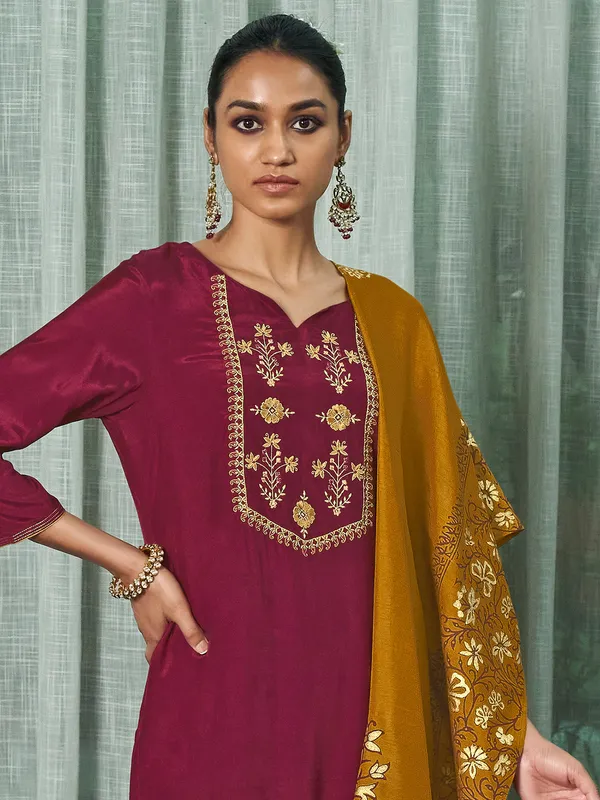 Majestic purple cotton silk festive wear palazzo set