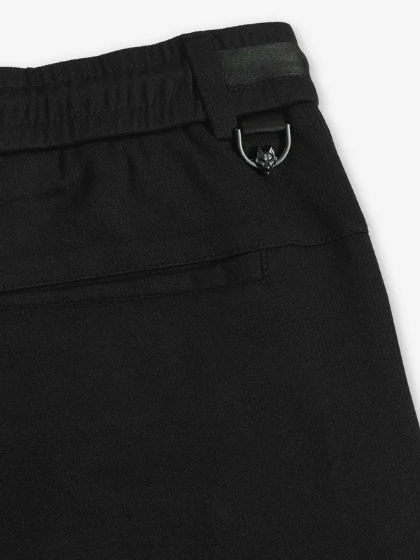 MAML black solid cotton trackpant