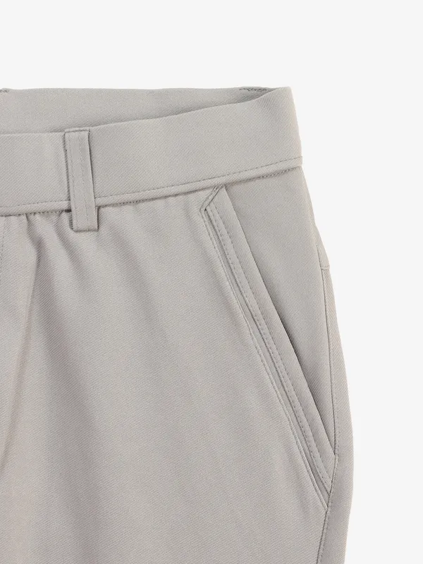MAML grey solid cotton slim fit trouser
