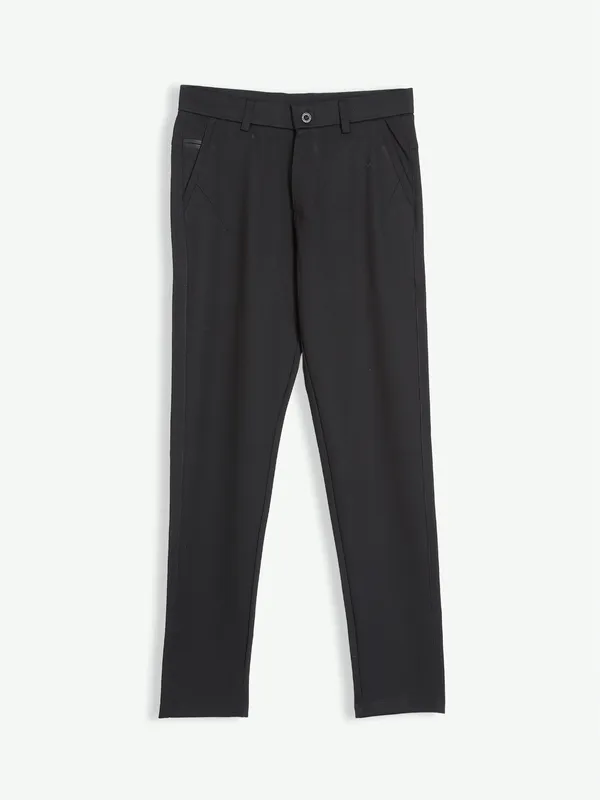 Maml lycra black solid track pant