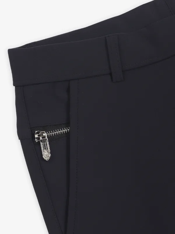 MAML navy cotton solid trouser