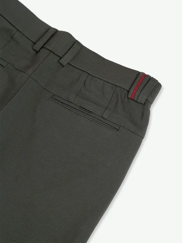 Maml olive solid lycra track pant