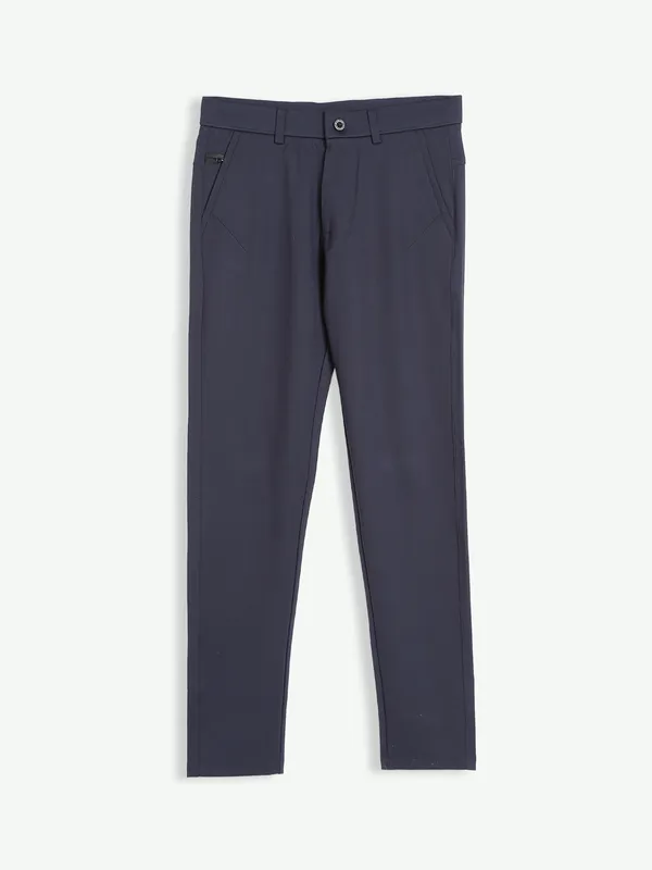 Maml solid navy lycra track pant