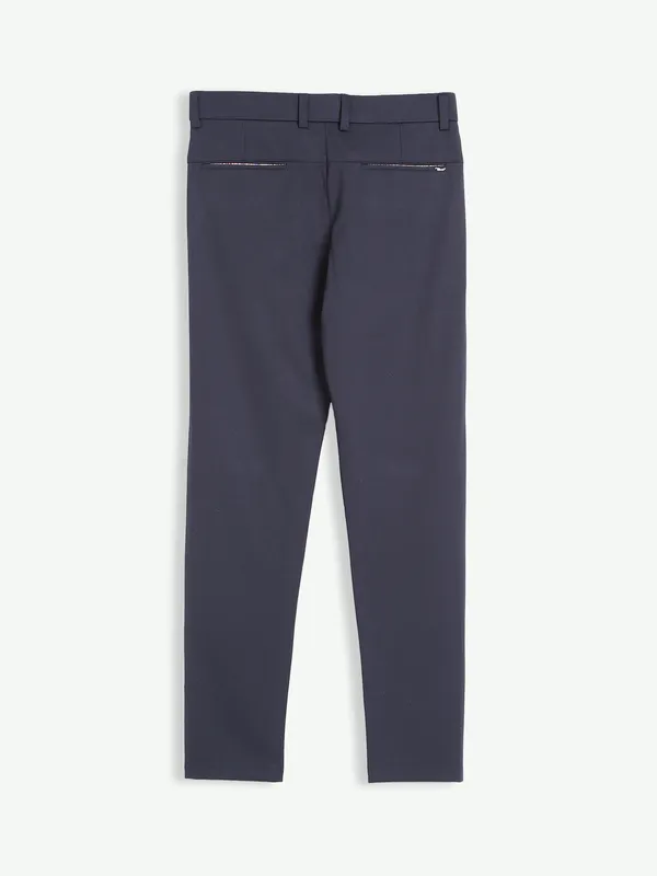 Maml solid navy lycra track pant