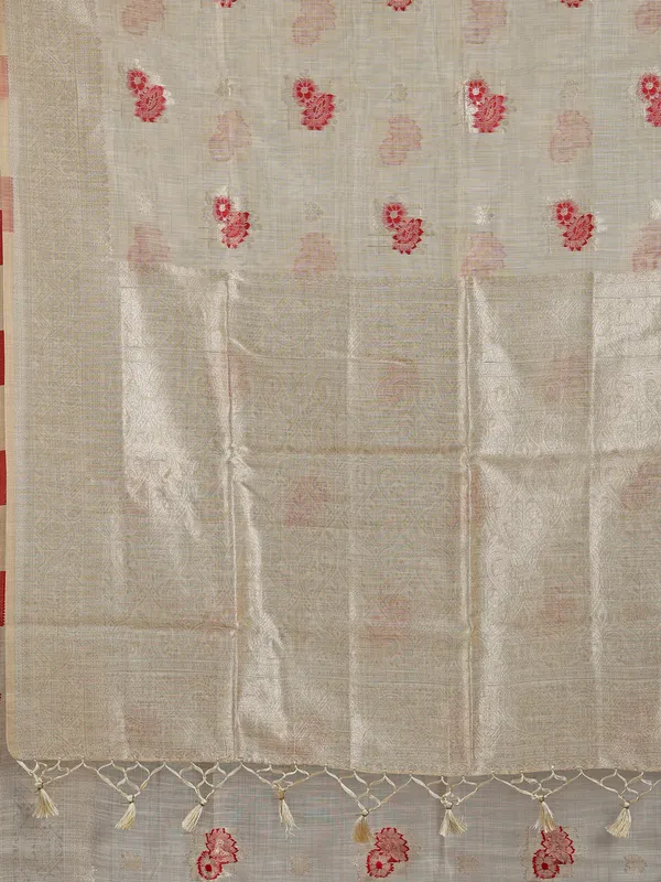 Maroon and beige semi cotton silk for women