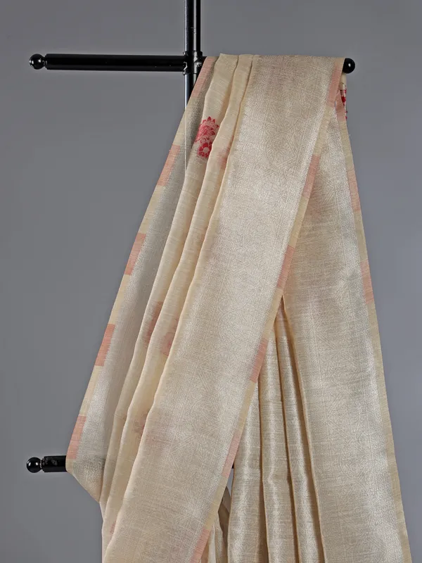 Maroon and beige semi cotton silk for women