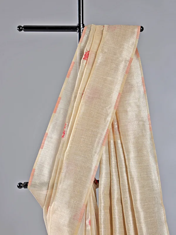 Maroon and beige semi cotton silk for women