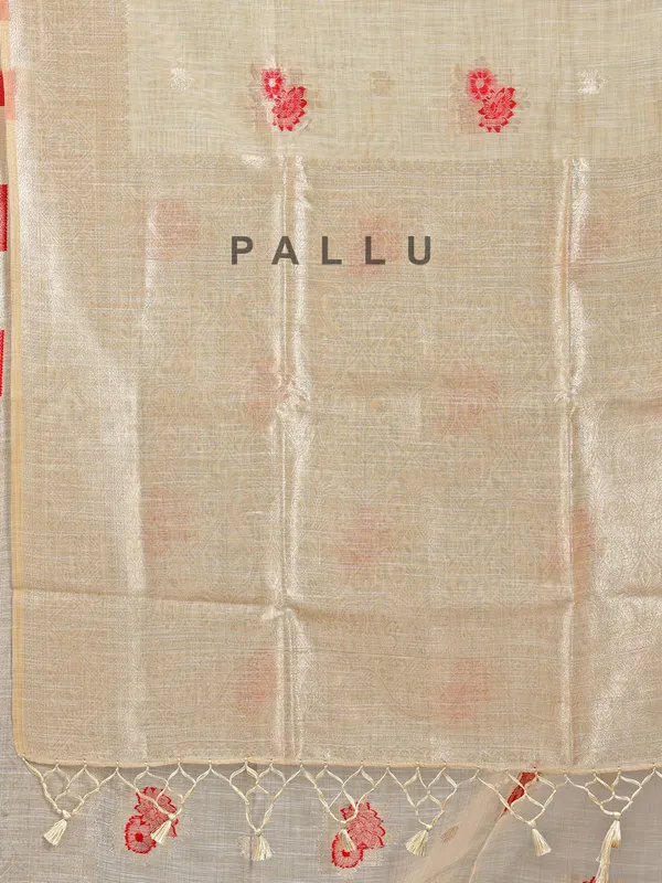 Maroon and beige semi cotton silk for women