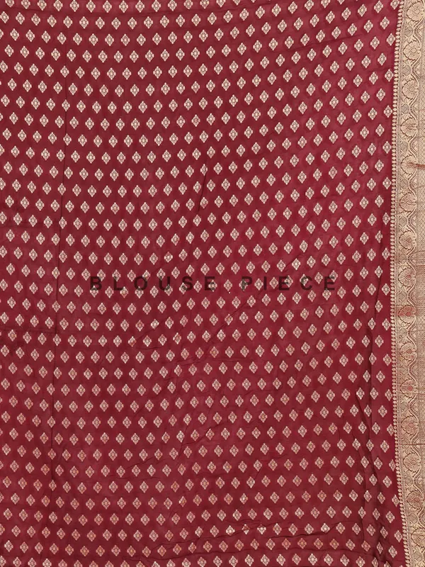 Maroon bandhani printed cotton silk saree