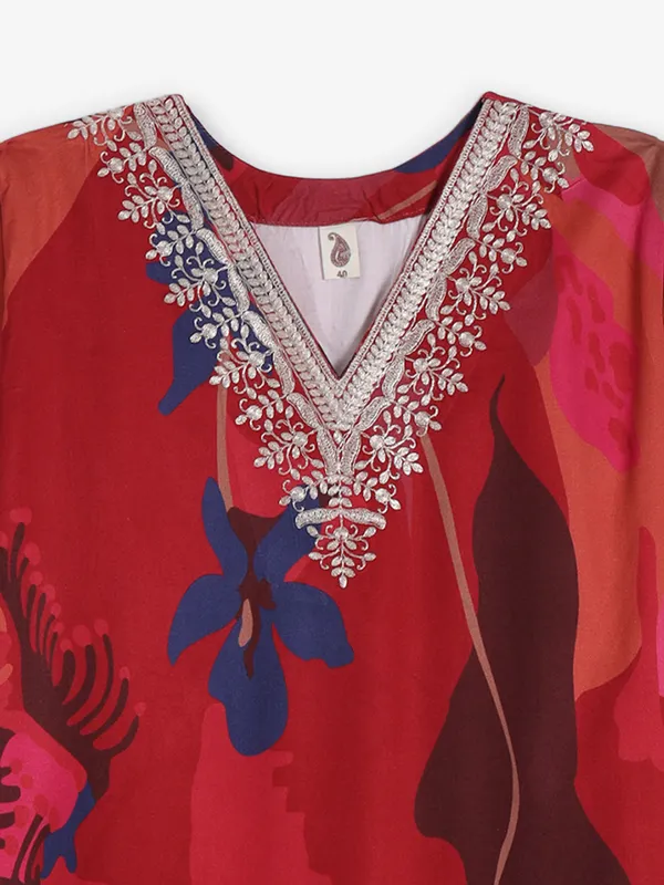 Maroon cotton kurti with zari work