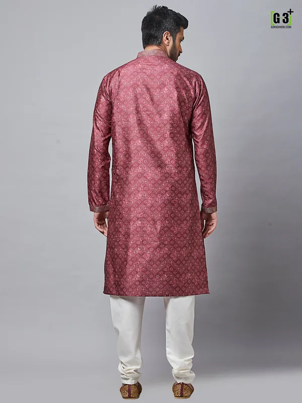 Maroon cotton silk kurta set for festivals
