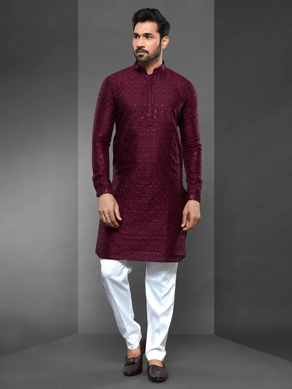 Maroon Kurta Pajama Buy Elegant Maroon Kurta Pajama Online in