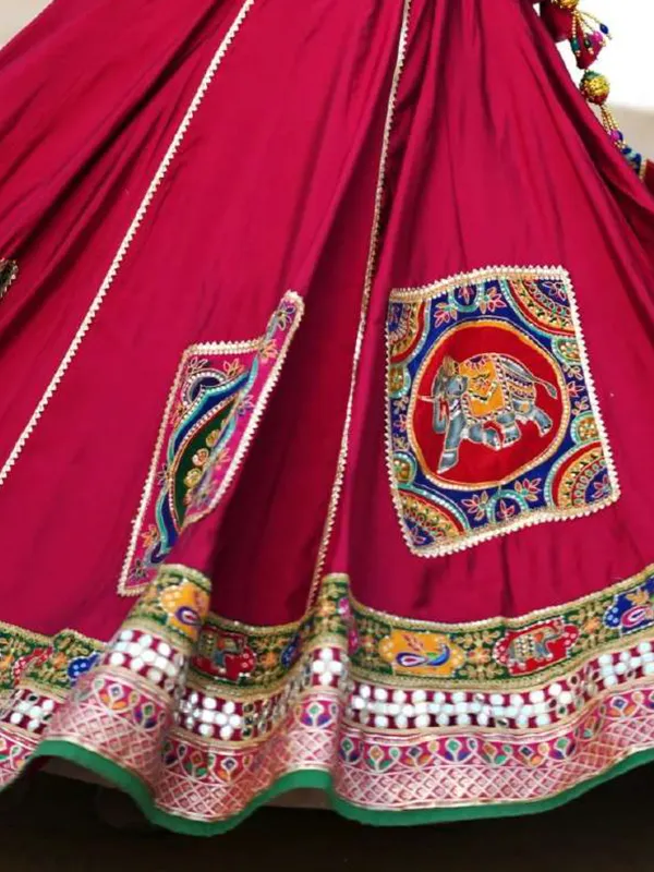 Maroon cotton silk navratri chaniya choli