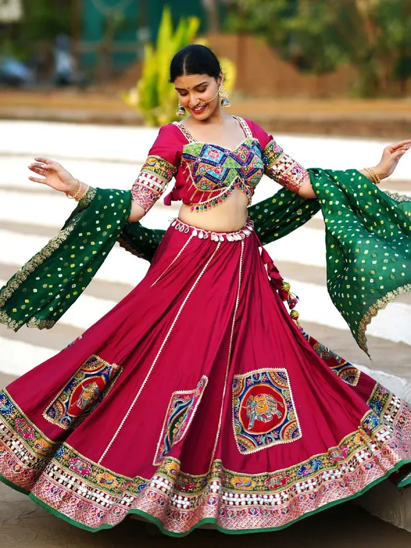 Maroon cotton silk navratri chaniya choli