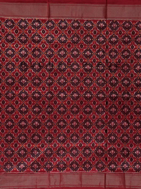 Maroon cotton silk printed saree with zari weaving