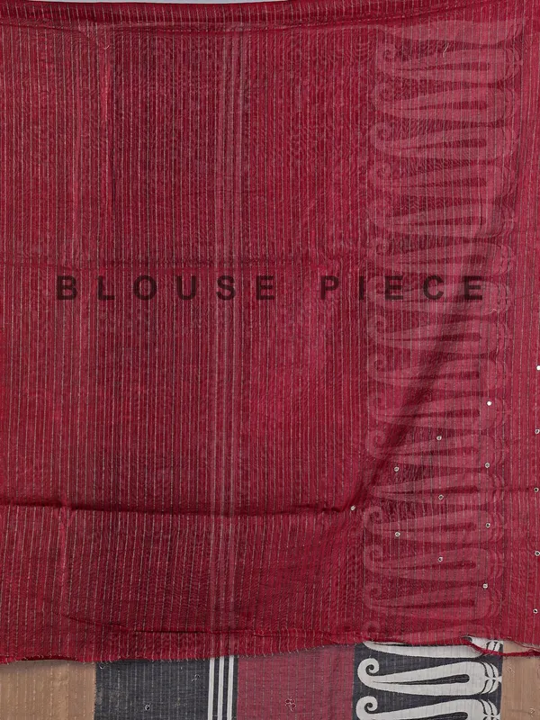 Maroon cotton silk saree with mirror detailing