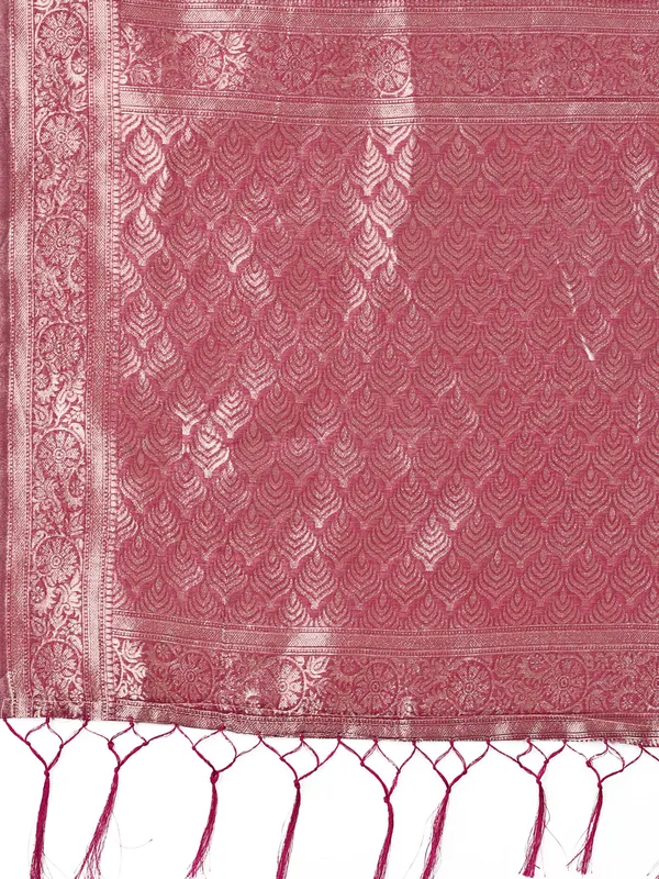 Maroon cotton silk saree with unstitched blouse