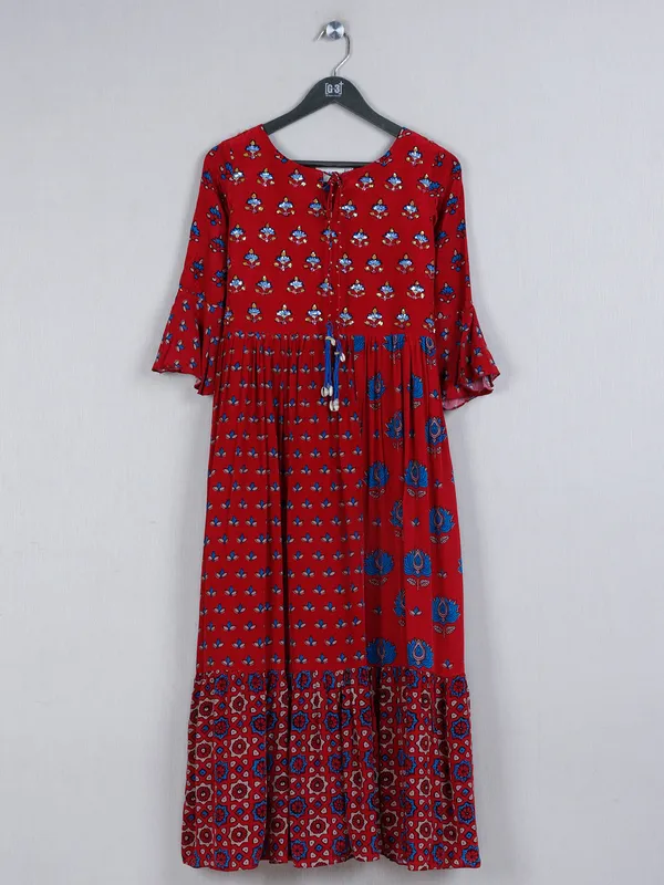 Maroon crepe silk printed kurti