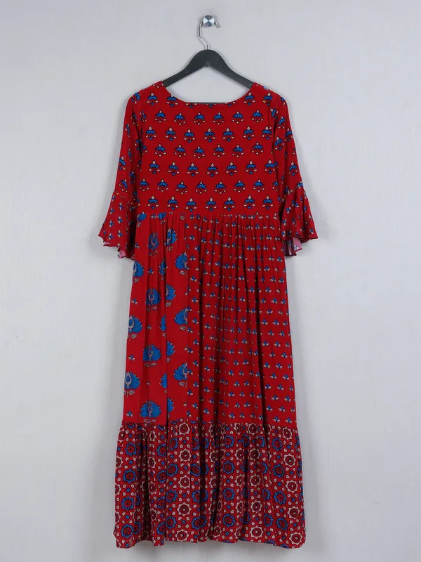 Maroon crepe silk printed kurti