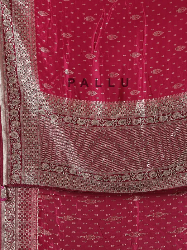 Maroon dola silk heavy wedding saree