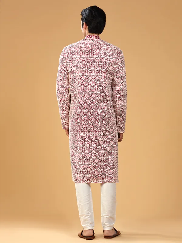 Maroon georgette  Men Kurta pajma