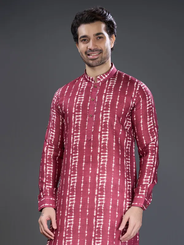 Maroon festive charm kurta set in printed