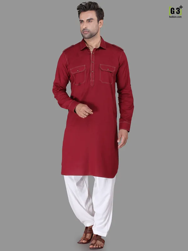 Maroon festive wear pathani suit