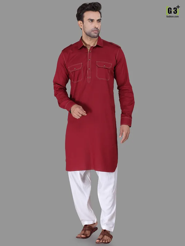 Maroon festive wear pathani suit