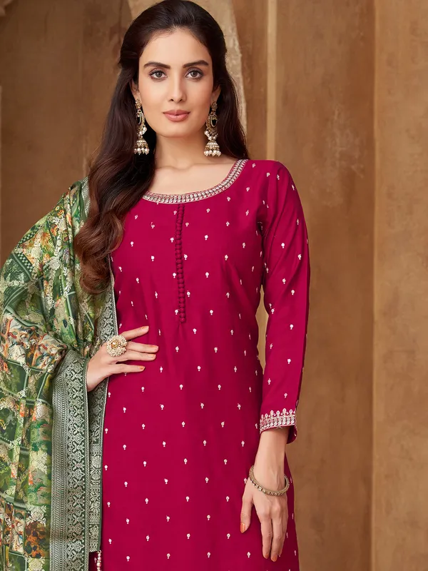 Maroon festive wear salwar suit in rich silk