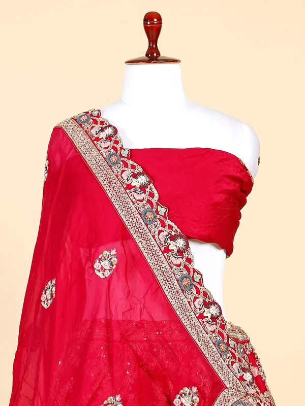 Maroon lehenga choli in raw silk