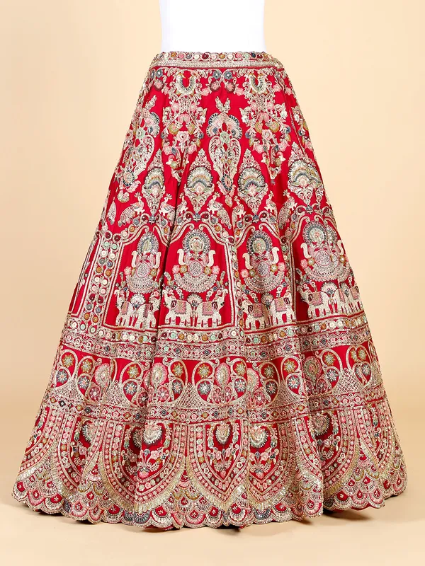 Maroon lehenga choli in raw silk