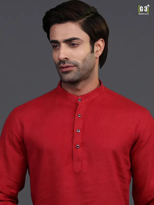 Maroon linen festive occasion kurta suit