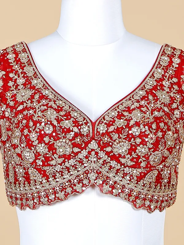Maroon organza bridal lehenga choli