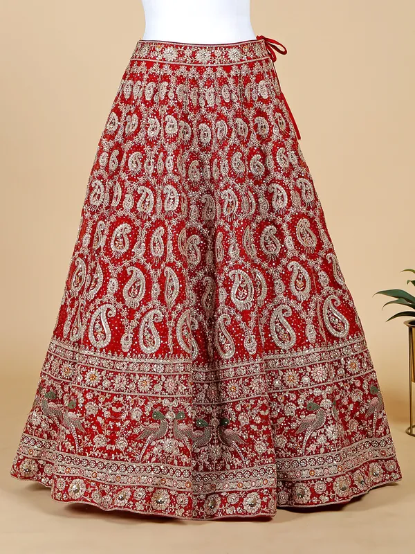 Maroon organza bridal lehenga choli