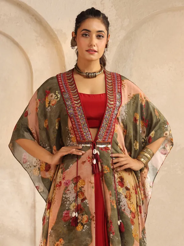 maroon party wear indowestern salwar suit for women