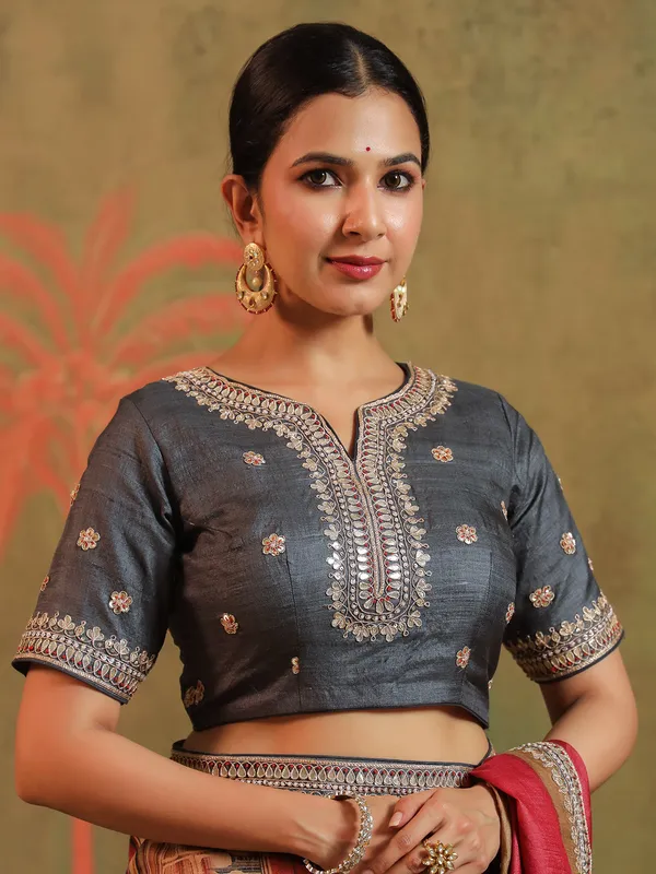 Maroon printed festive wear silk saree for women