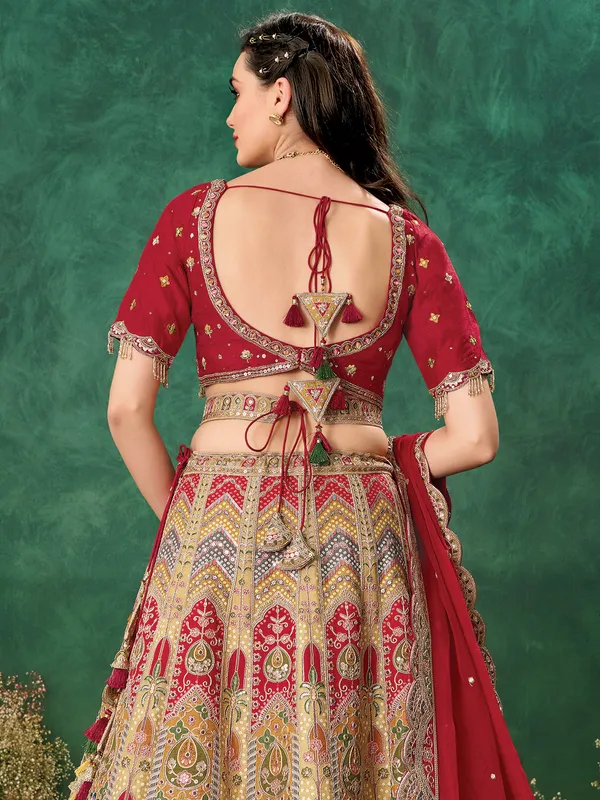 Maroon raw silk lehenga choli for women