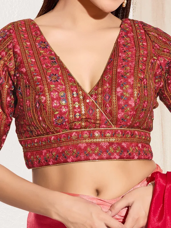 Maroon ready made blouse in silk