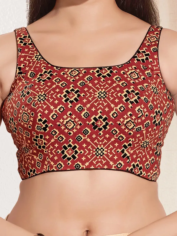 Maroon ready made cotton blouse for women