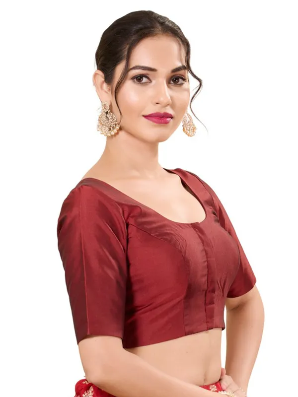 Maroon readymade silk blouse